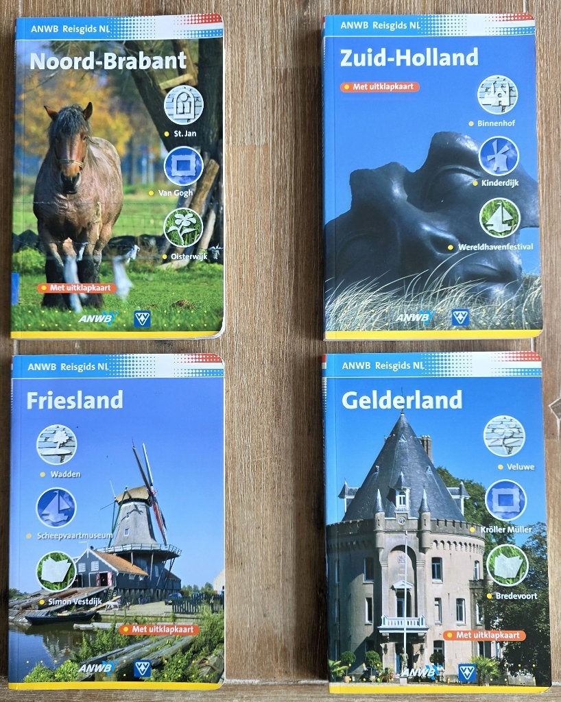 6 x ANWB NL Reisgids oa Gelderland Zuid Holland Friesland, Boeken, Reisgidsen, ANWB, Ophalen of Verzenden, Zo goed als nieuw, Reisgids of -boek