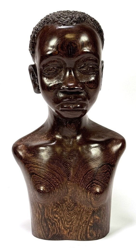 886. Houten beeld – buste man, Afrika, 20e eeuw, Buste, Ophalen of Verzenden, Hout, Afrika