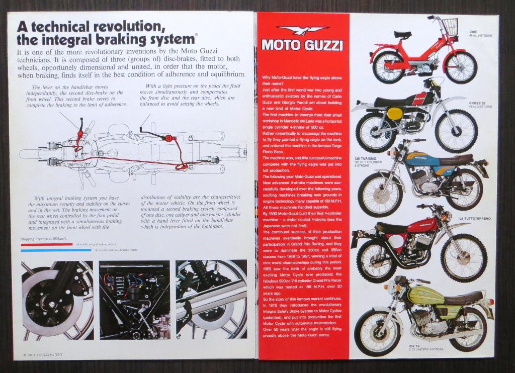 Folder Moto Guzzi modellen circa 1982 - 8 blz (Engels), Motoren, Handleidingen en Instructieboekjes, Moto Guzzi, Verzenden