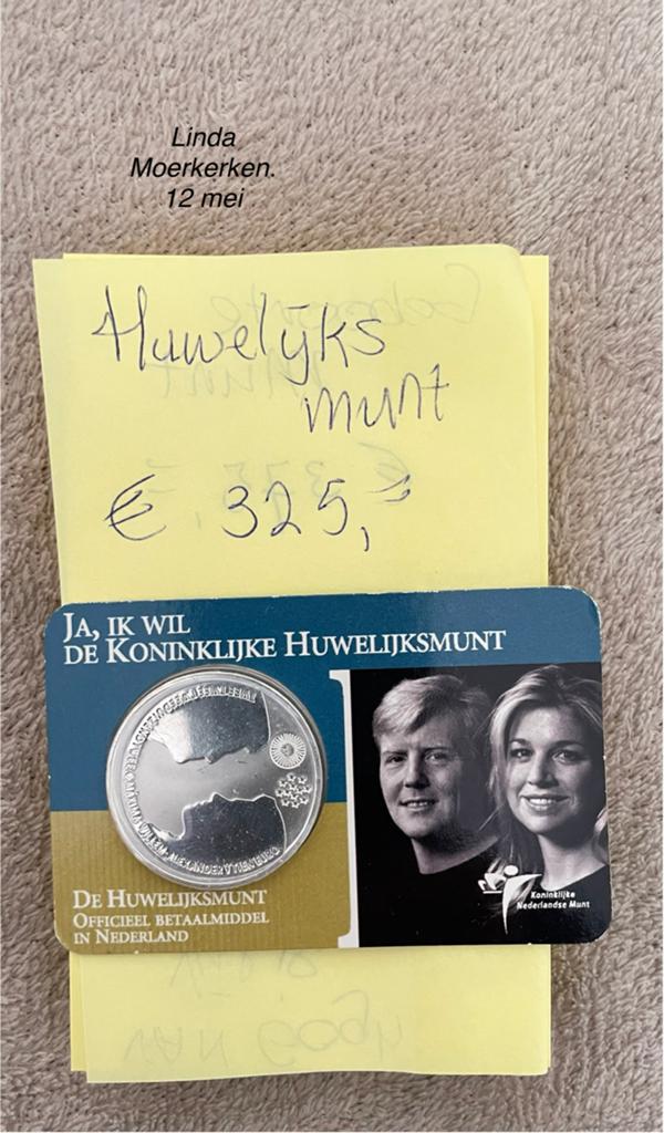 Zilveren Huwelijksmunt in Coincard - Koninklijke Munt, Verzenden, Koningin Beatrix, Zilver, Euro's