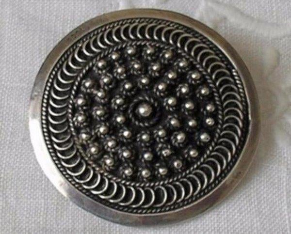 Antieke Zilveren Schildbroche - Jeruzalem 1000 zilver (3292), Ophalen, Zilver, Broche