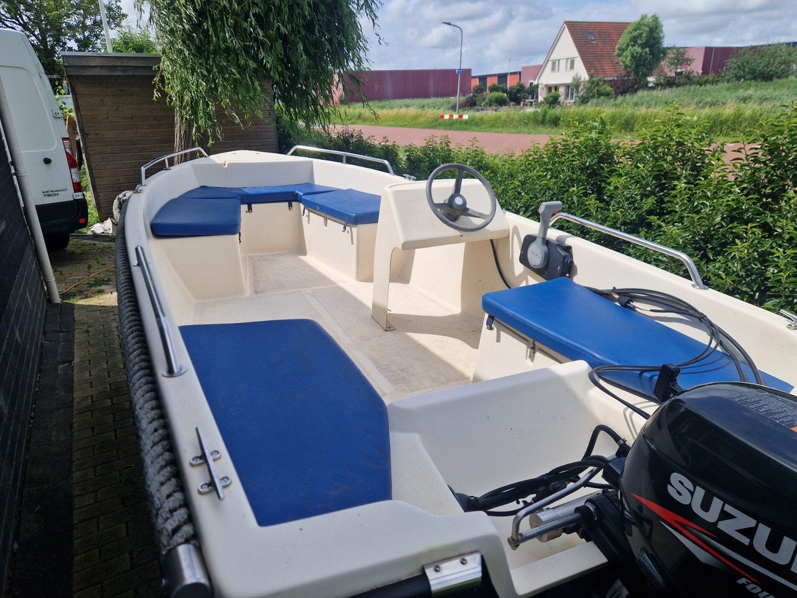 Sea-Finder 420 Sloep + 8 pk Suzuki + Trailer, Watersport en Boten, Ophalen, Consoleboot, Gebruikt, Trailer