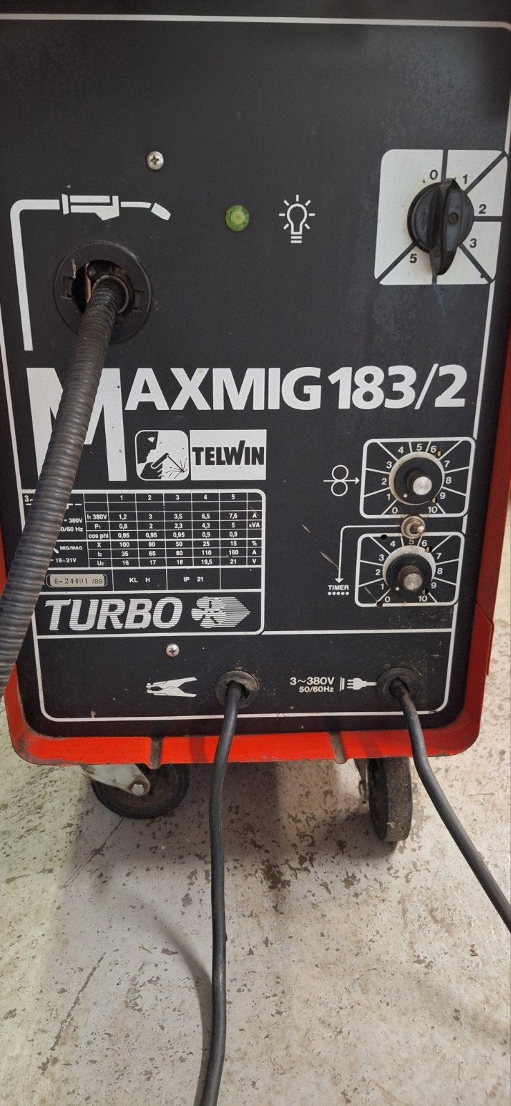 Telwin Maxmig 183/2 MIG/MAG Lasapparaat, Ophalen, Gebruikt, 150 tot 250 ampère, Co2