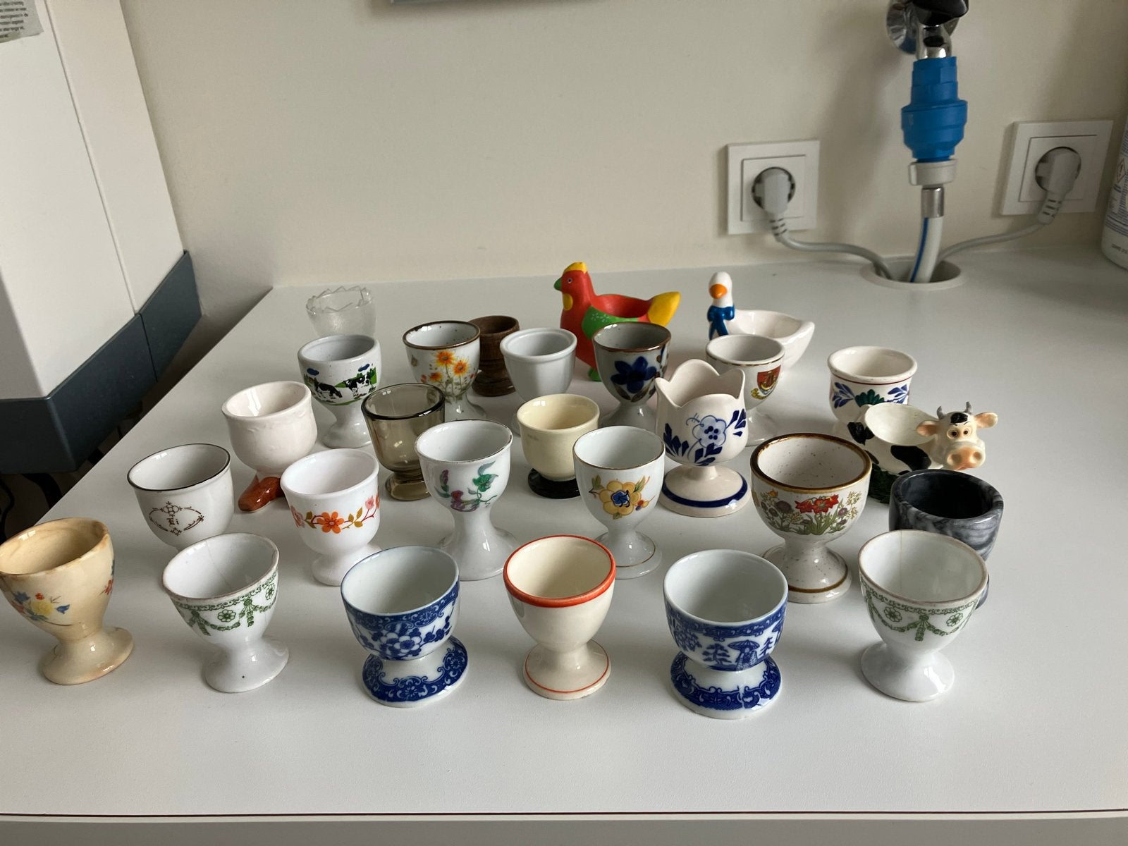 Vintage eierdopjes collectie - diverse designs, Ophalen of Verzenden, Gebruikt