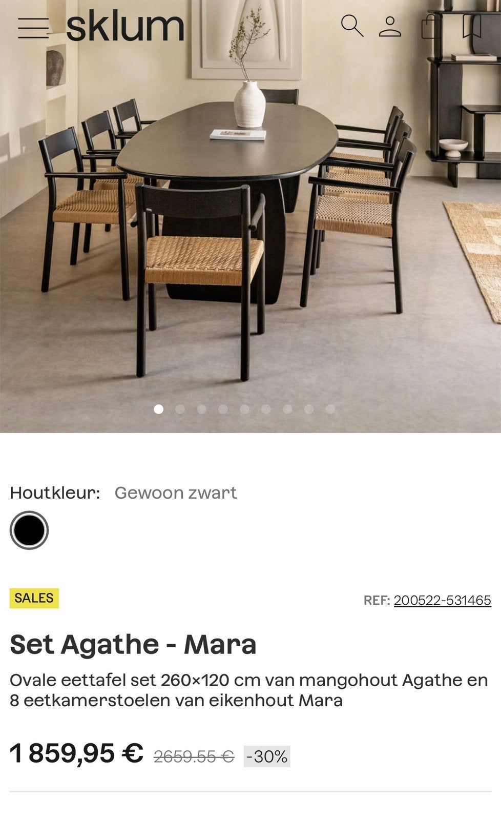 Prachtige ovale eettafel + 8 designstoelen, Huis en Inrichting, Tafels | Eettafels, 100 tot 150 cm, 200 cm of meer, Ophalen of Verzenden