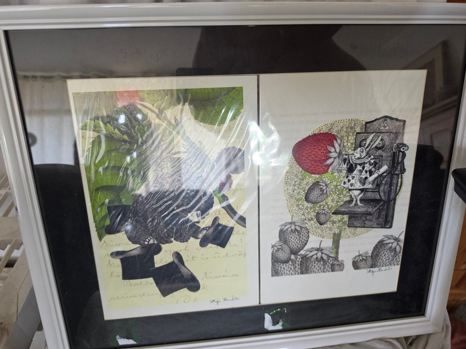 Szaplonczay Bedő - Surrealistische collage in lijst, Ophalen of Verzenden, Origineel werk, Overige onderwerpen