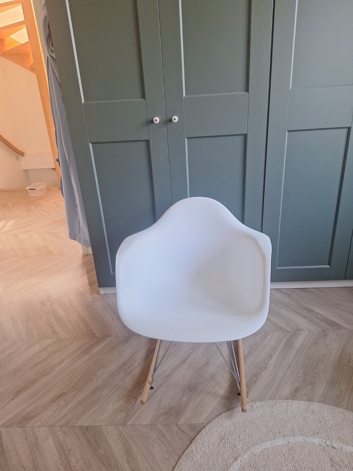 Witte schommelstoel, Ophalen, Hout, Wit, Modern, Eames-stijl
