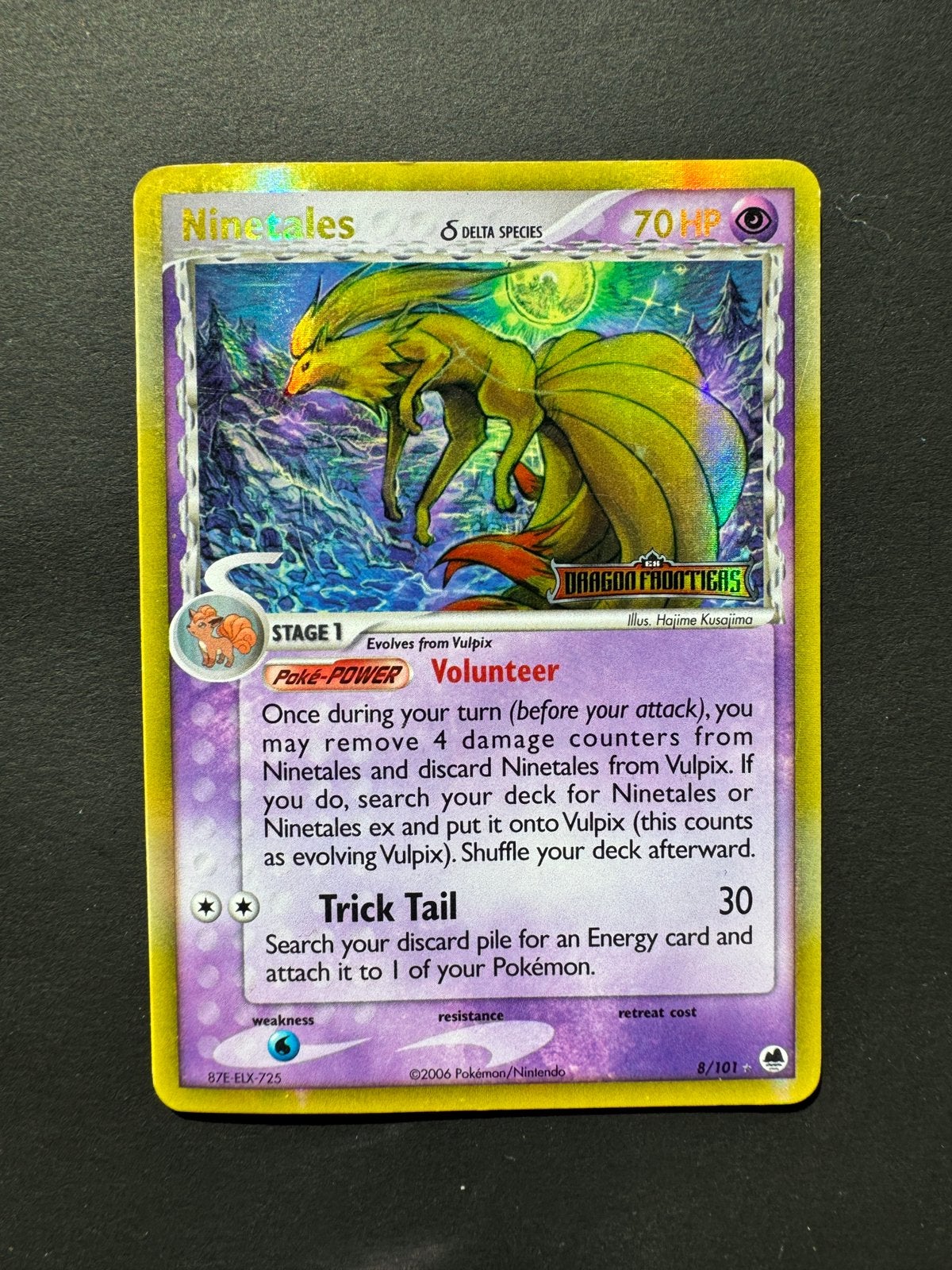 Ninetales #8 - Delta Species - Dragon Frontiers Reverse Holo, Ophalen of Verzenden, Gebruikt