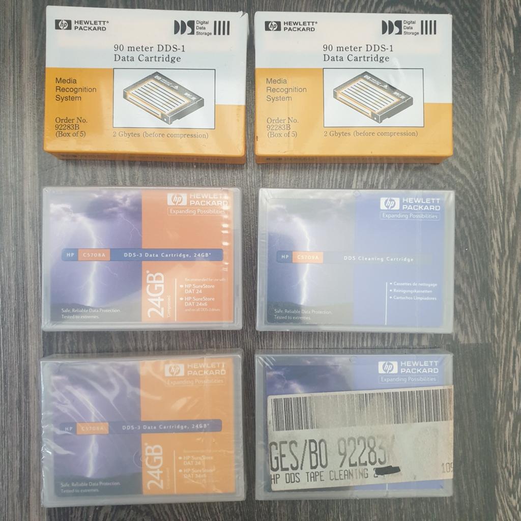 HP DDS-1 en DDS-3 Datacassettes en Reinigingscartridges, Intern, HP Hewlett Packard, Server, Nieuw