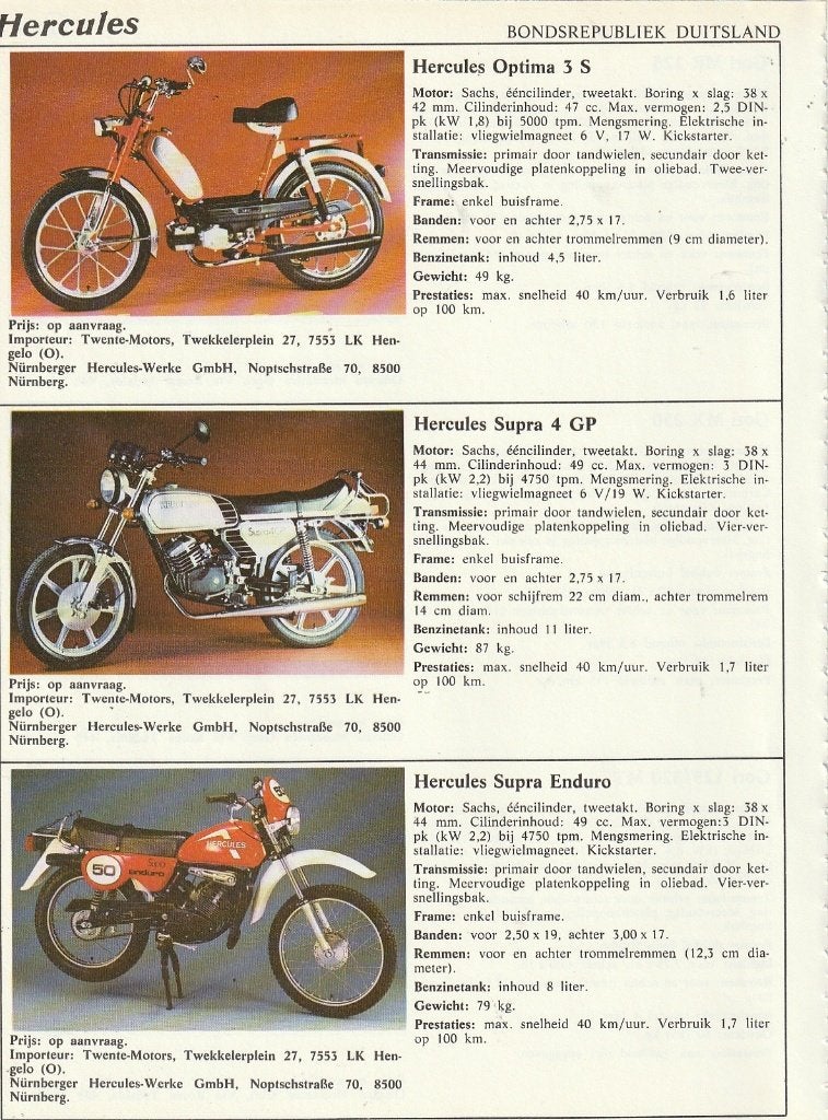 Vintage knipsel 1981 Hercules Supra Enduro GP Optima brommer, Verzenden, Overige typen