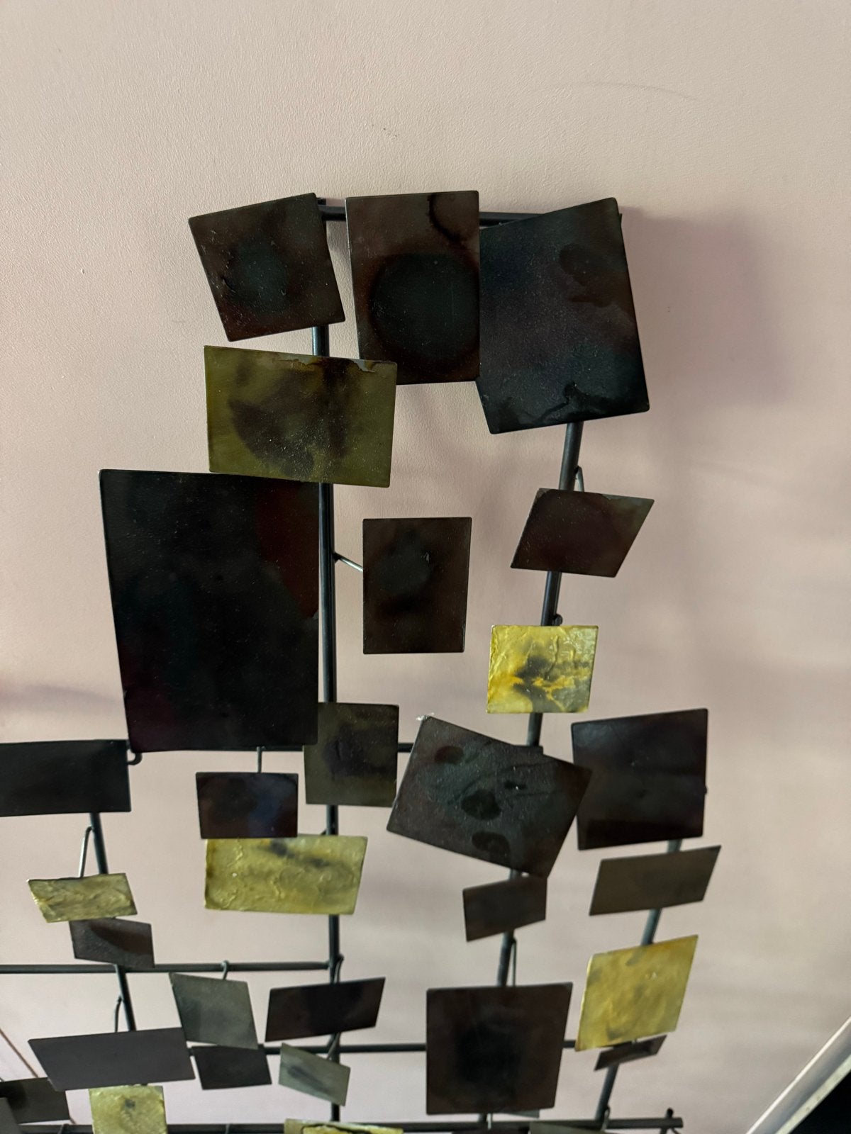 Vintage metalen wanddecoratie - Abstracte kunst, Antiek en Kunst, Ophalen, Wanddecoratie, Meerkleurig, Metaal