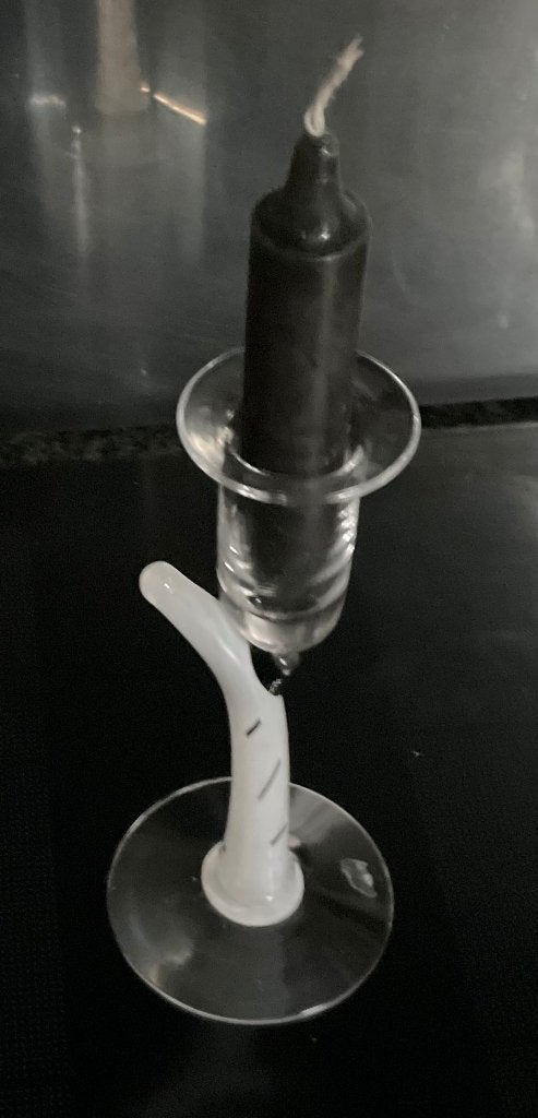Glazen Kandelaar - Unica - Hand gemaakt - 17,5cm, Ophalen, Gebruikt, Wit, Glas