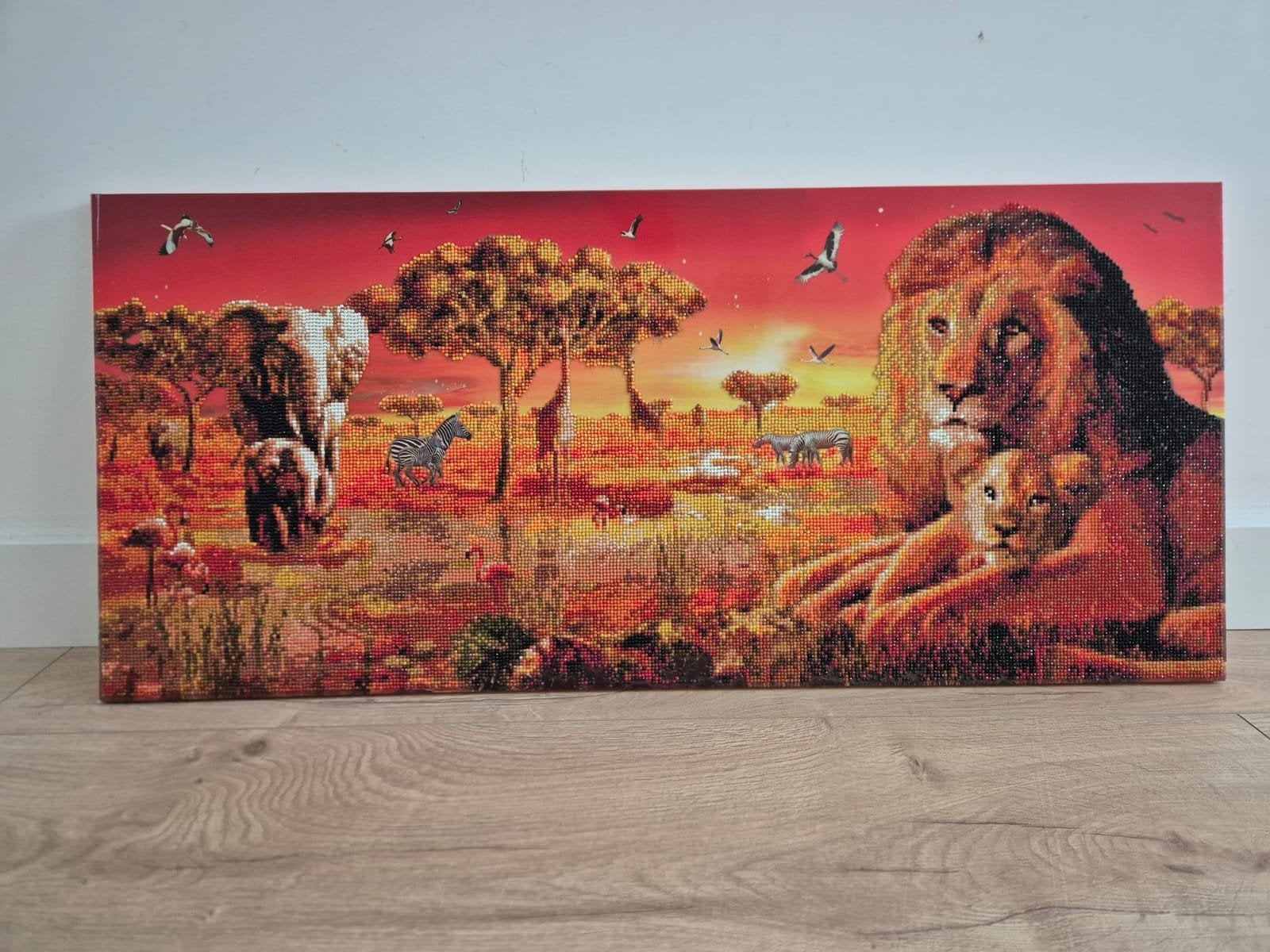 Prachtige Diamond Painting 'Afrikaanse Savanne met Leeuwen, Antiek en Kunst, Ophalen