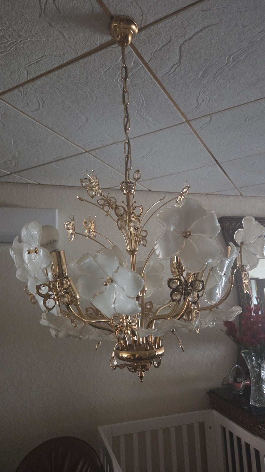 capodimonte vlinder bloem goud wit lampen, Ophalen
