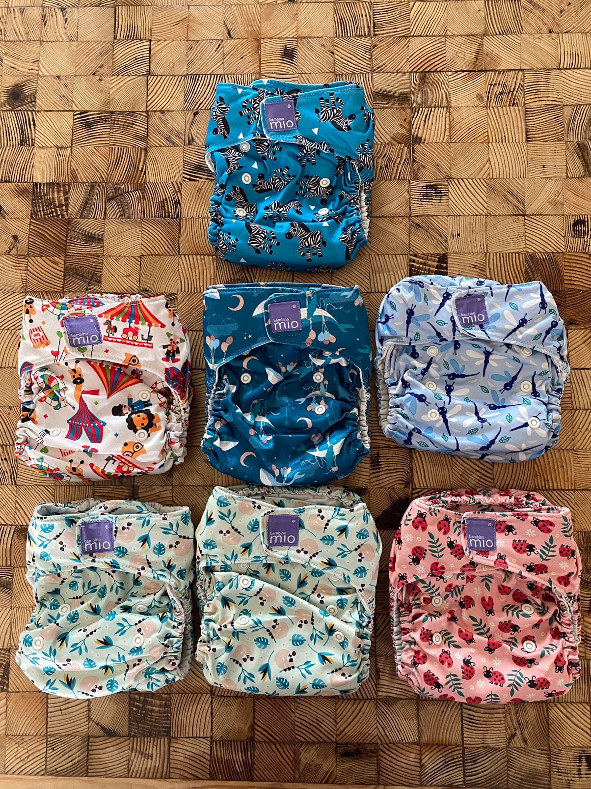 7x Mio Bambino all in one wasbare luiers €25, Ophalen of Verzenden, Zo goed als nieuw