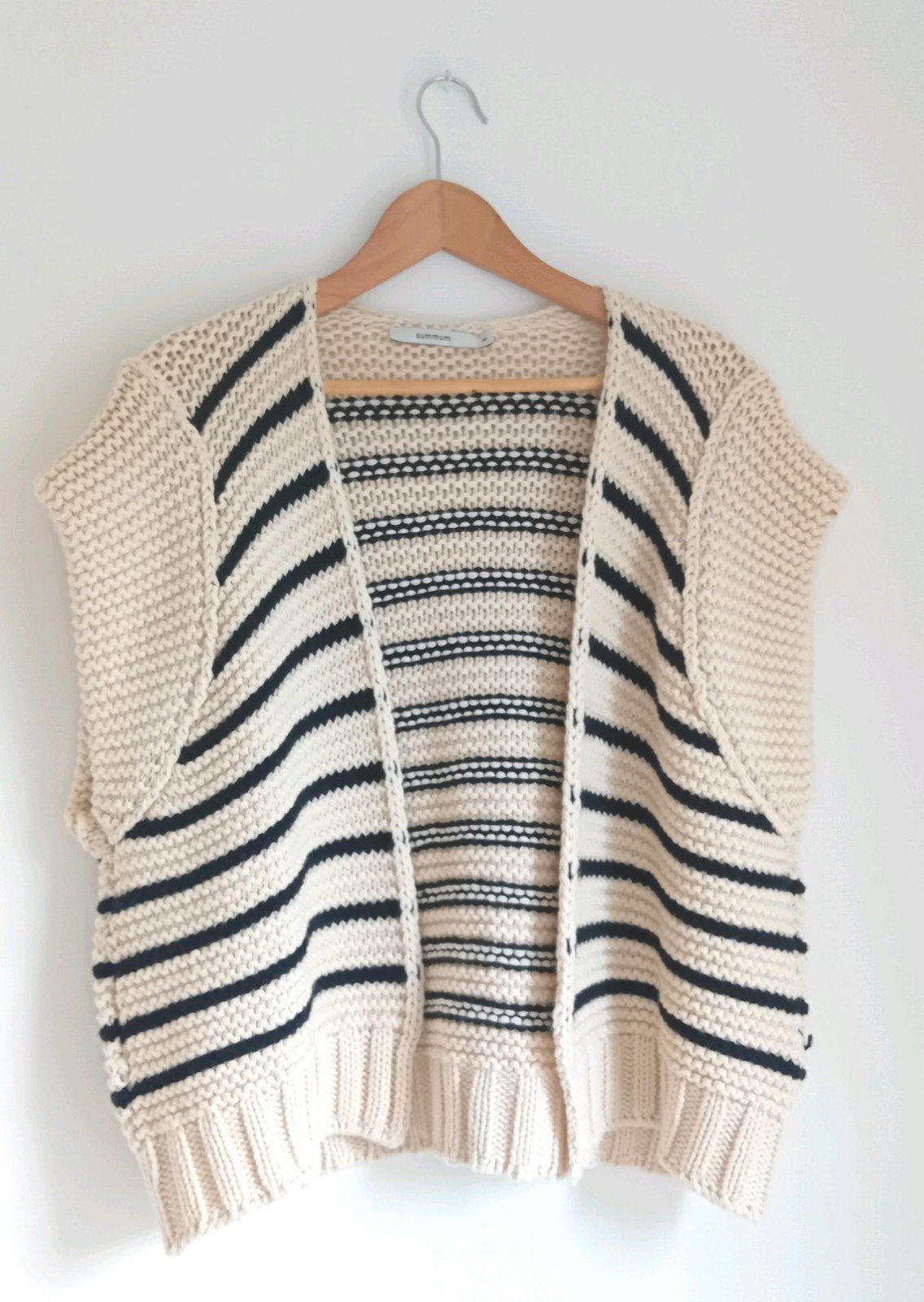 Summum mouwloos vest gilet crème zwart strepen wolmix M, Ophalen of Verzenden, Zo goed als nieuw, Zwart