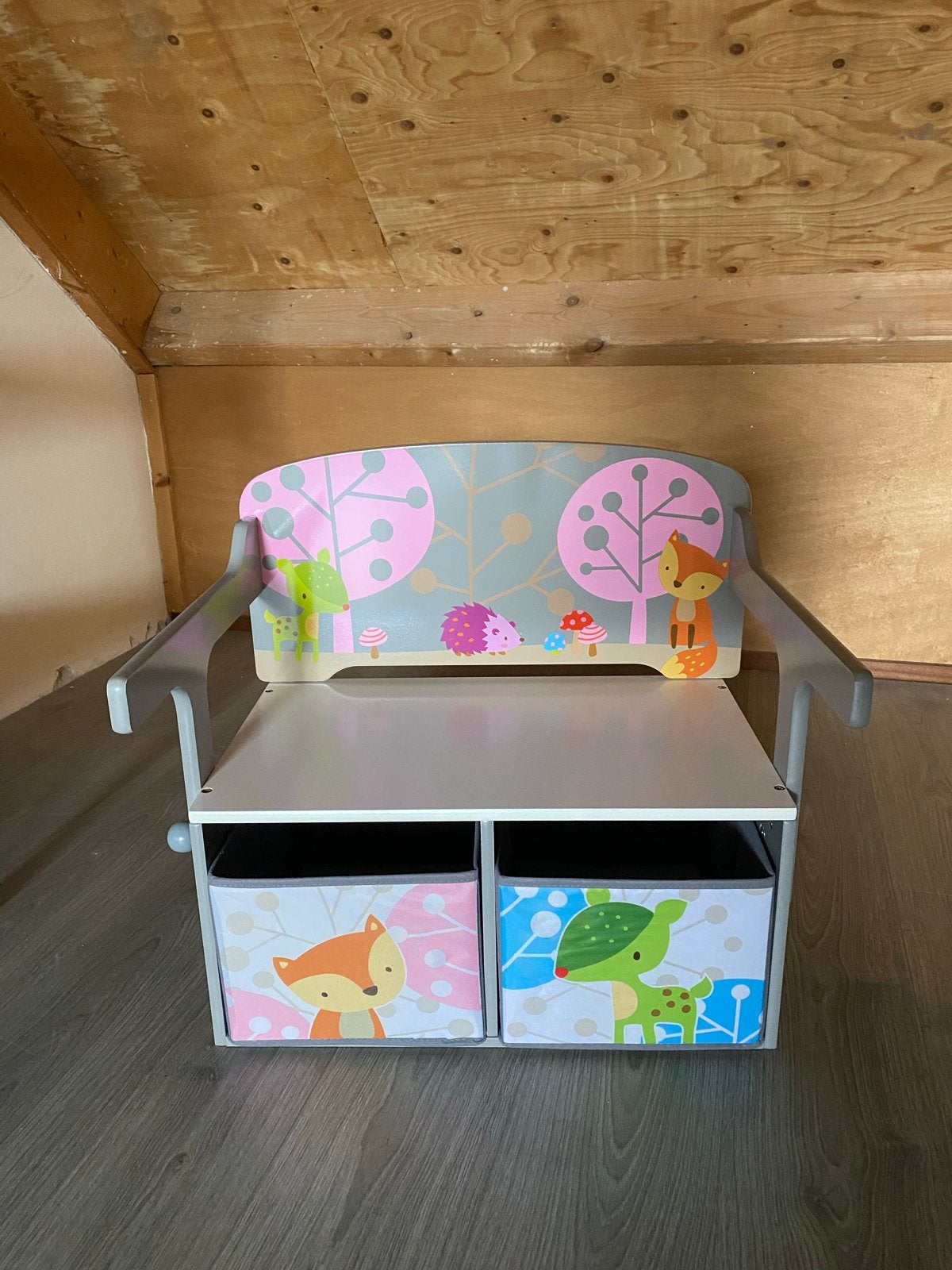 Kinderbankje met opbergruimte en dierenprint, Ophalen, Zo goed als nieuw, Overige typen
