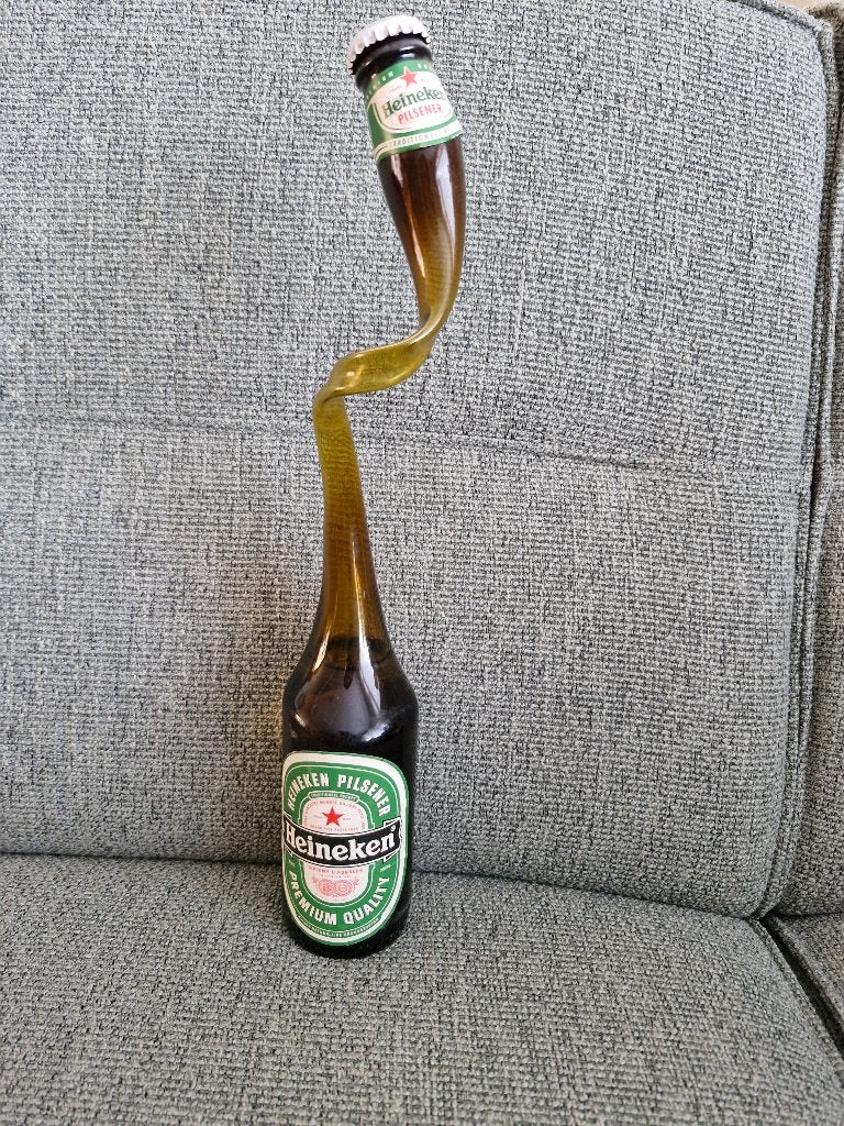 Vintage flesje Heineken bruine fles glaskunst, Verzamelen, Ophalen, Nieuw, Flesje(s), Heineken