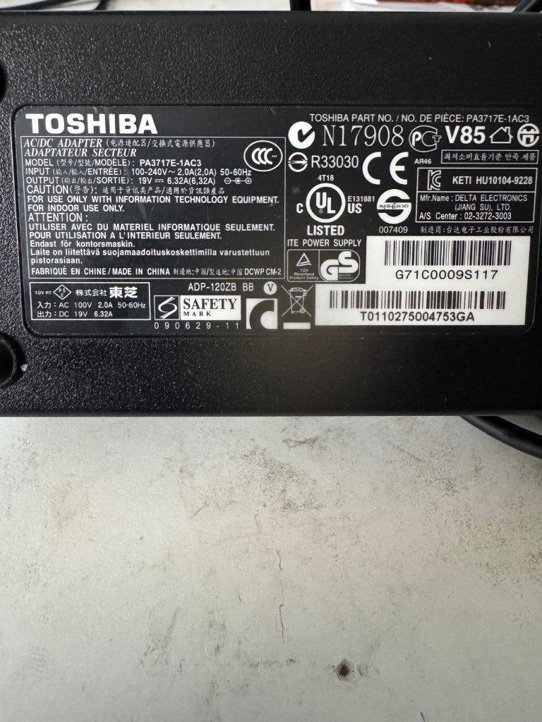 Originele Toshiba AC Adapter PA3717E-1AC3 19V 3.42A, Ophalen of Verzenden, Gebruikt, Toshiba