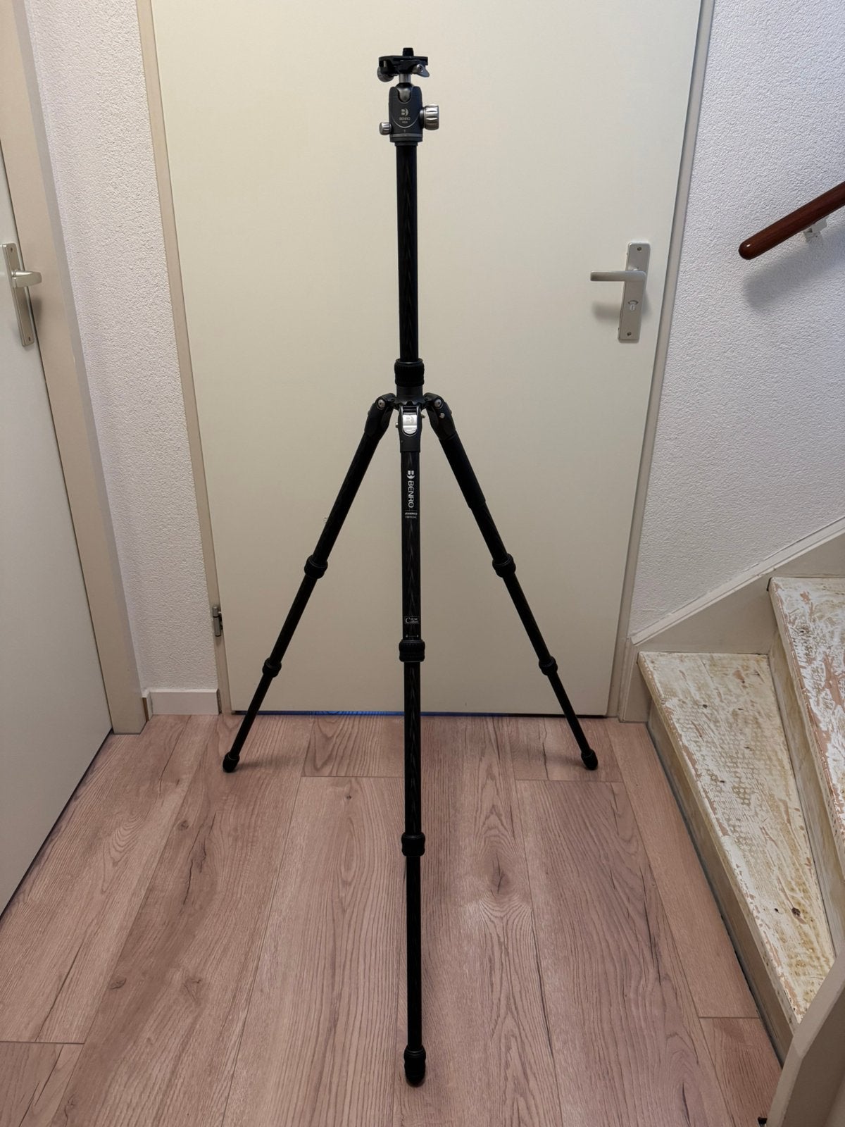 Benro Rhino 24C Carbon statief + VX25 balhoofd + tas, Audio, Tv en Foto, Benro, Monopod functie, Zo goed als nieuw, 150 tot 175 cm