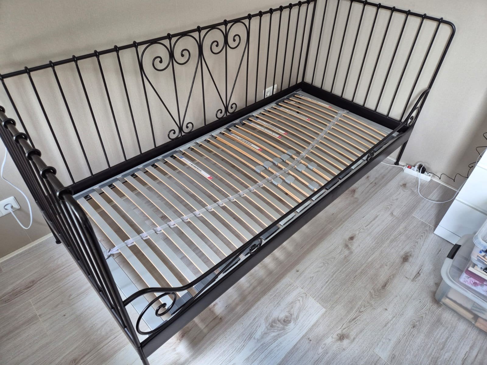 Bedbank 1 persoons, Ophalen, 90 cm, Eenpersoons, Zwart