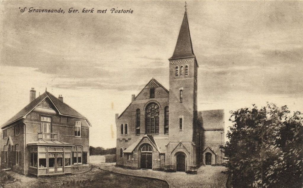 s Gravenzande, Ger. kerk met Pastorie - gelopen, Verzenden, 1920 tot 1940, Gelopen, Noord-Brabant