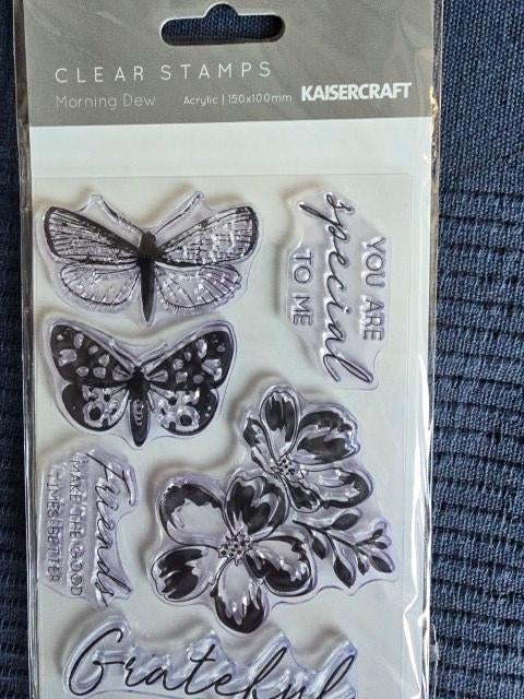 Kaisercraft stempel bloem en vlinders (morning dew), Ophalen of Verzenden, Nieuw, Clearstamp