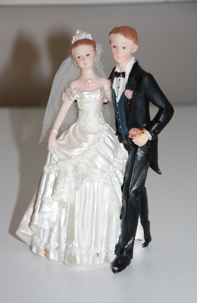 Taarttopper huwelijk bruispaar trouwen gebak taart topper, Ophalen of Verzenden, Taarten, Versiering