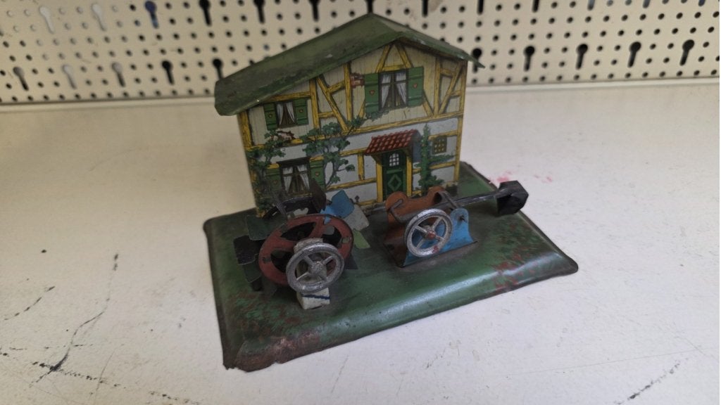 Antiek Blikken Boerderij met Waterrad, Antiek en Kunst, Ophalen of Verzenden
