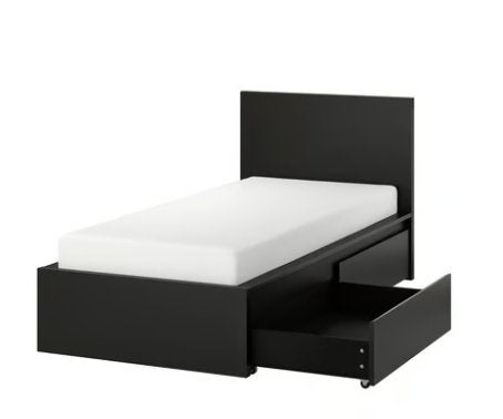 Ikea Malm bed 1-persoons, Ophalen, 90 cm, Eenpersoons, Zwart