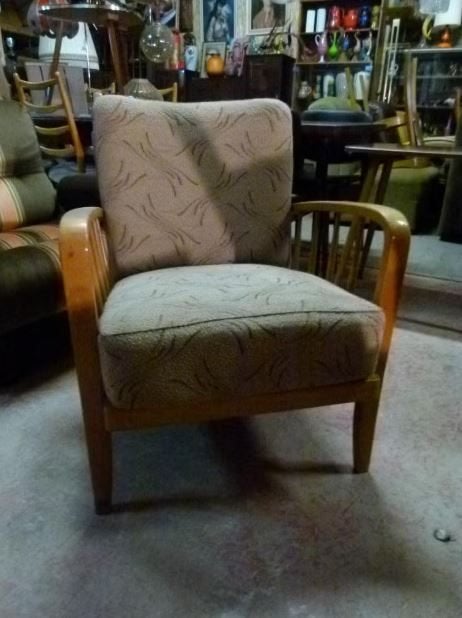 vintage fauteuil relaxje 50er jaren, Huis en Inrichting, Fauteuils, Ophalen, Gebruikt, 75 tot 100 cm, Stof