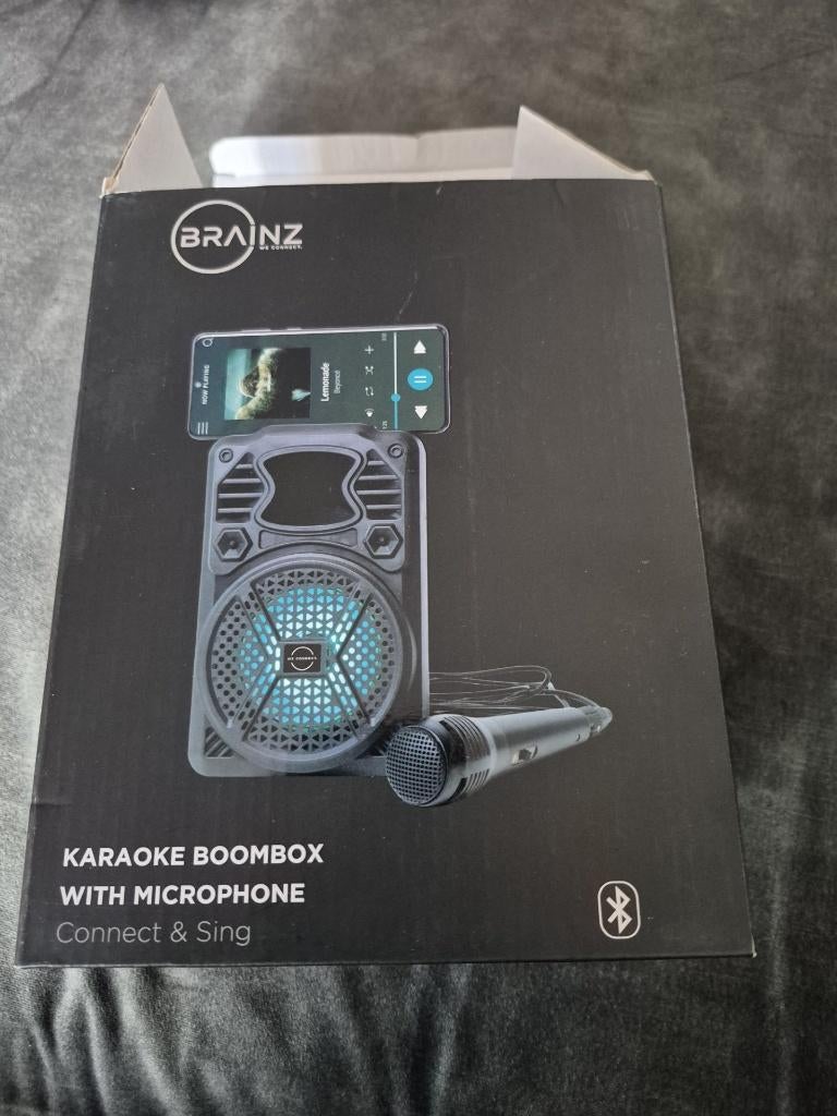 BRAINZ Karaoke boombox met microfoon Karaoke Set Bluetooth, Audio, Tv en Foto, Karaoke-apparatuur, Nieuw, Complete set, Ophalen of Verzenden
