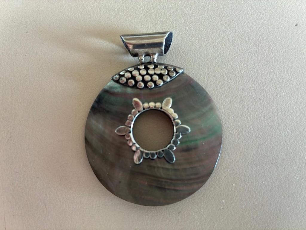 Mooie zilver hanger parlemoer, Verzenden, Zilver, Hanger