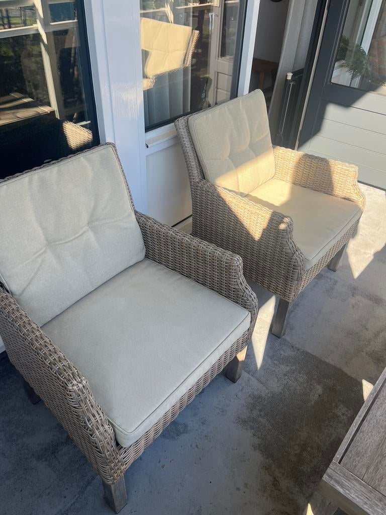 Tuinstoelen met kussens en tafel, Tuin en Terras, Ophalen of Verzenden, Gebruikt, 4 zitplaatsen, Loungeset