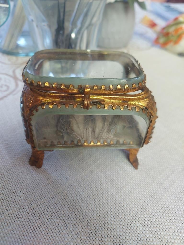 Mooi klein oud Frans Brocante/Boudoir sieraden opberg kistje, Ophalen of Verzenden