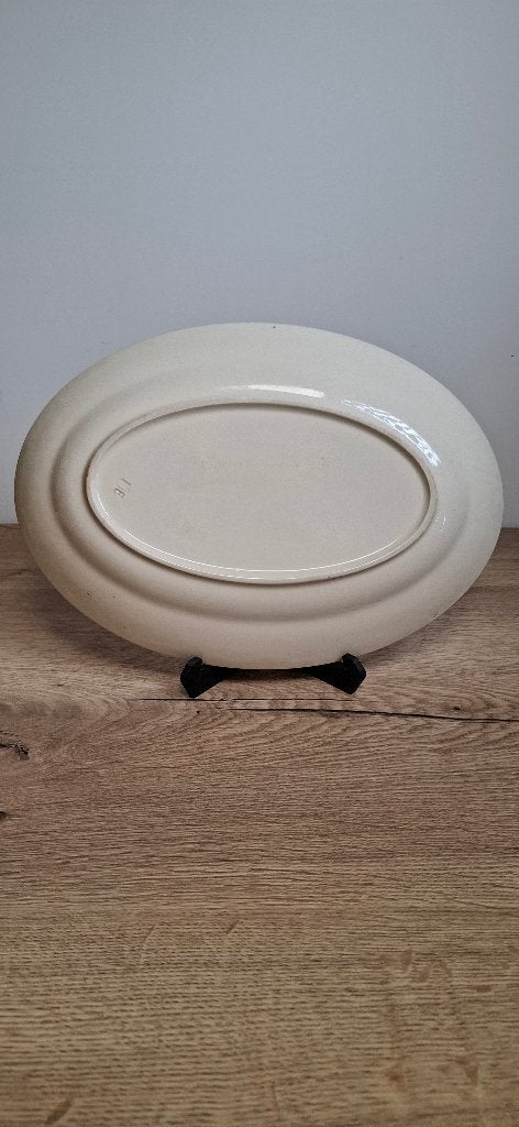 Brocante serveerschaal met viooltjes (30,5 cm) - Vintage, Ophalen of Verzenden