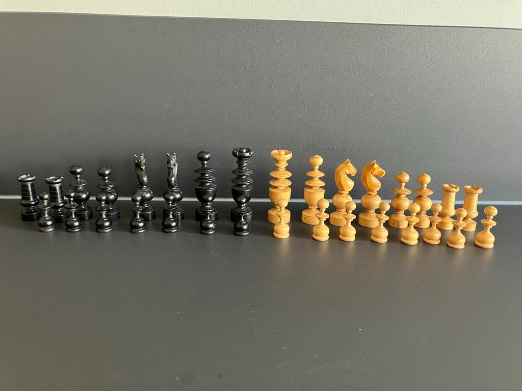 Antieke houten schaakstukken, Regency stijl, Ophalen of Verzenden