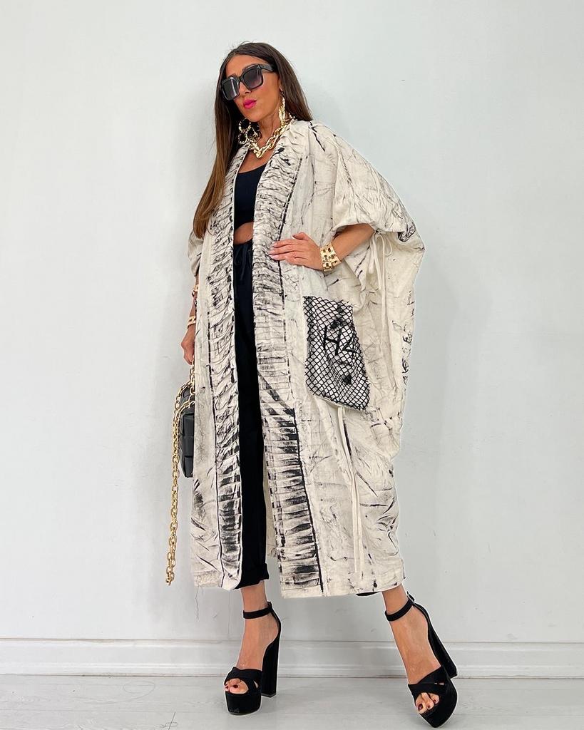 Unieke H4 Kaftan met Netdetails, Kleding | Dames, Grote Maten, Ophalen of Verzenden, Nieuw, Beige, Overige typen