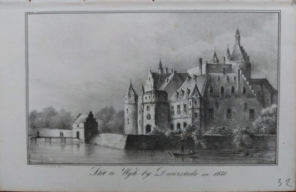 26 / Slot Wijk bij Duurstede - prent uit ca 1865, Antiek en Kunst, Ophalen of Verzenden