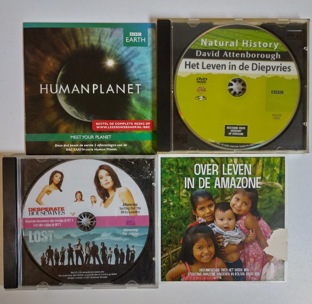 GRATIS 4 DVDs - afleveringen van documentaires / tv-series, Vanaf 6 jaar, Ophalen, Gebruikt, Natuur