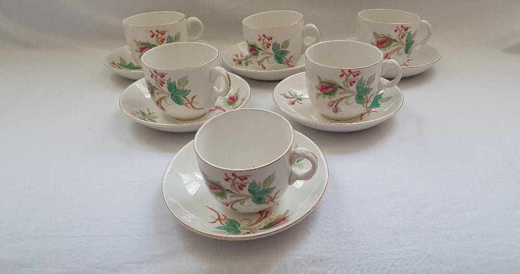 6 Mosroos kop en schotels Petrus Regout, Antiek en Kunst, Antiek | Servies los, Ophalen of Verzenden