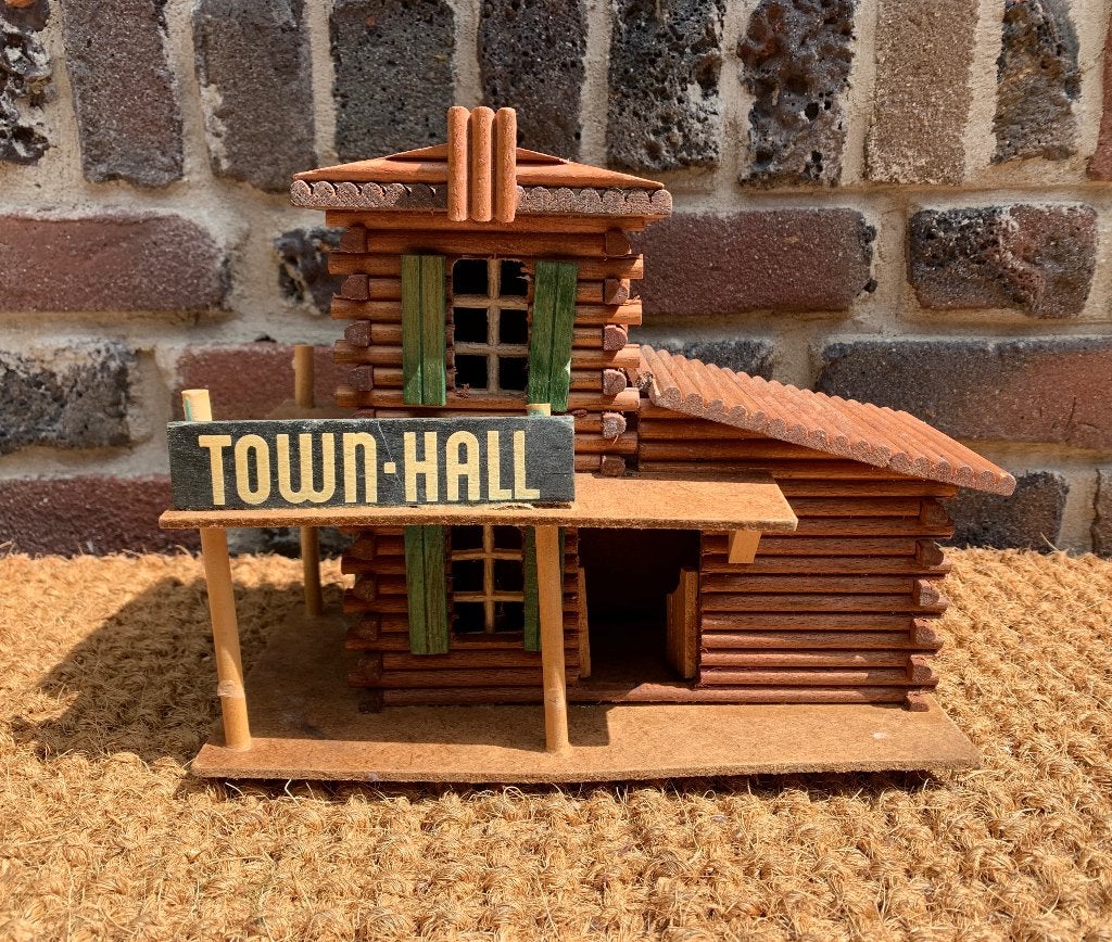 Vintage TOWN HALL hout Oehme & Söhne jrn 70 | western saloon, Overige merken, Gelijkstroom of Wisselstroom, Brug, Tunnel of Gebouw