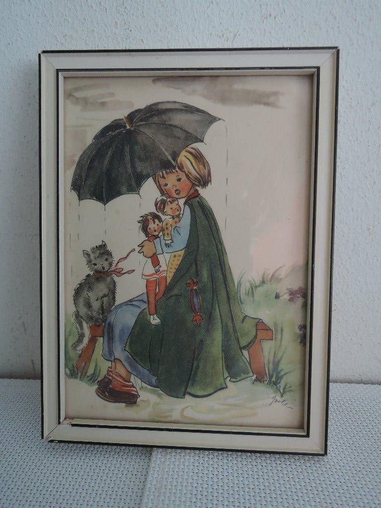 Lijstje met ouderwetse tekening, Antiek en Kunst, Ophalen of Verzenden