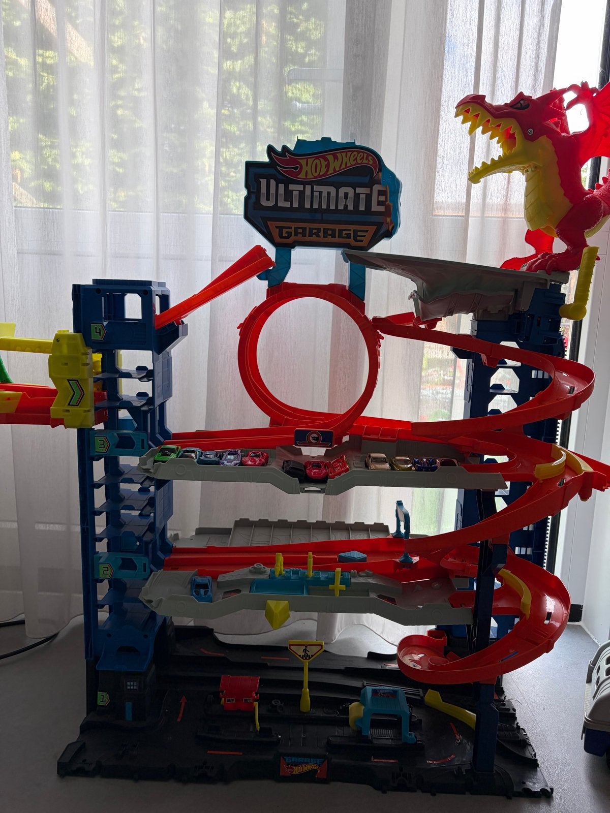 Hot Wheels Ultimate Garage met draak en looping, Ophalen, Racebaan, Zo goed als nieuw, Hot Wheels