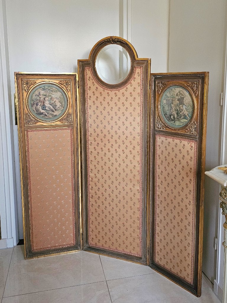 Prachtig antiek Frans bois doré KAMERSCHERM paravent verguld, Ophalen