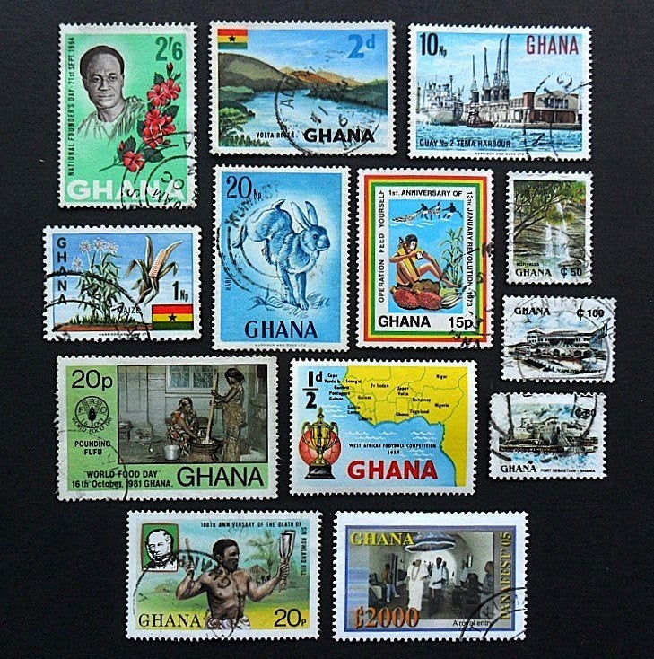 Ghana : mooi kaveltje zegels - periode 1959-2000, Ophalen of Verzenden, Overige landen, Gestempeld