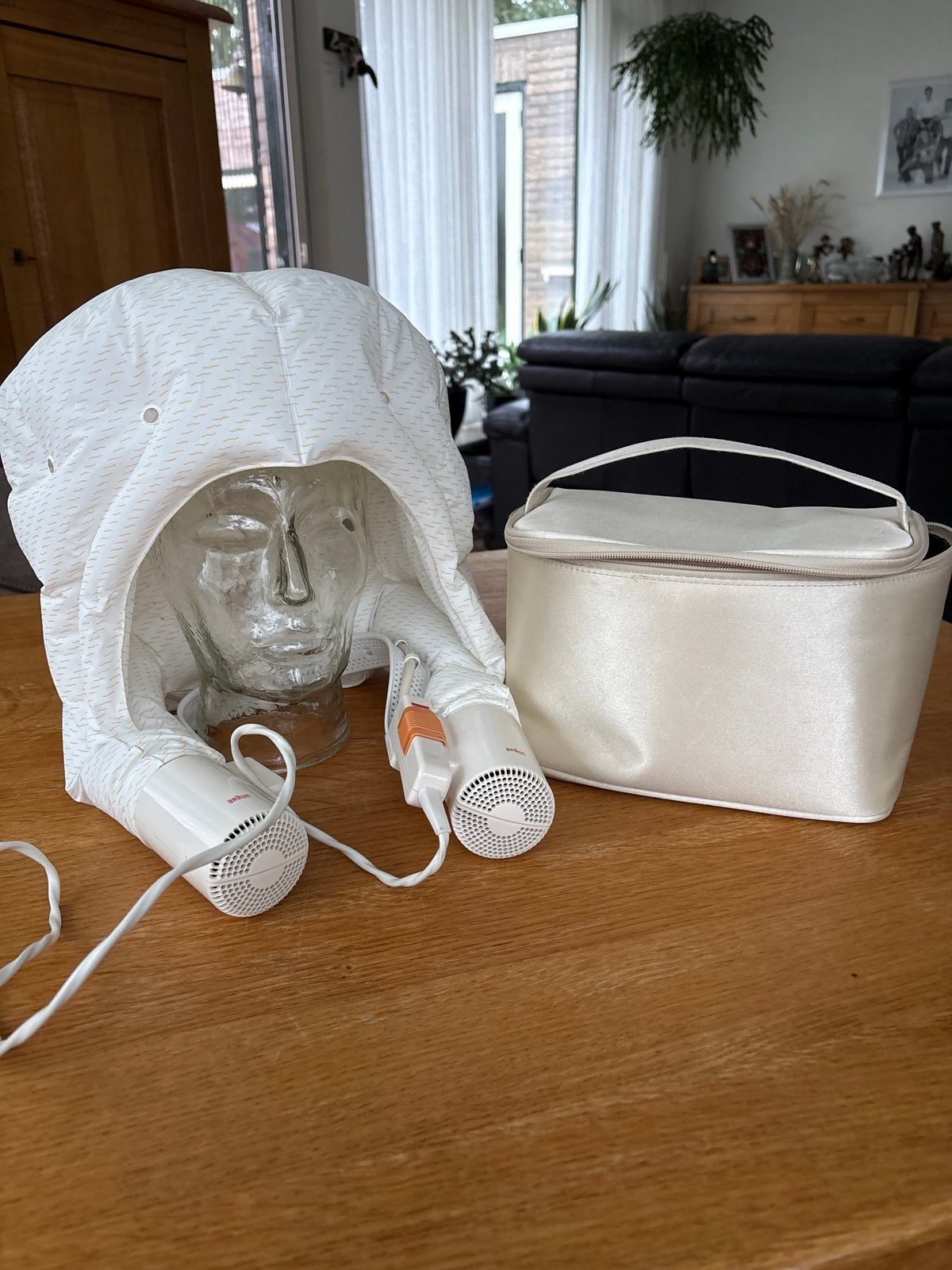 Braun 4436 Haardroger met Kap en Opbergtas, Ophalen of Verzenden, Zo goed als nieuw, Föhn of Haardroger