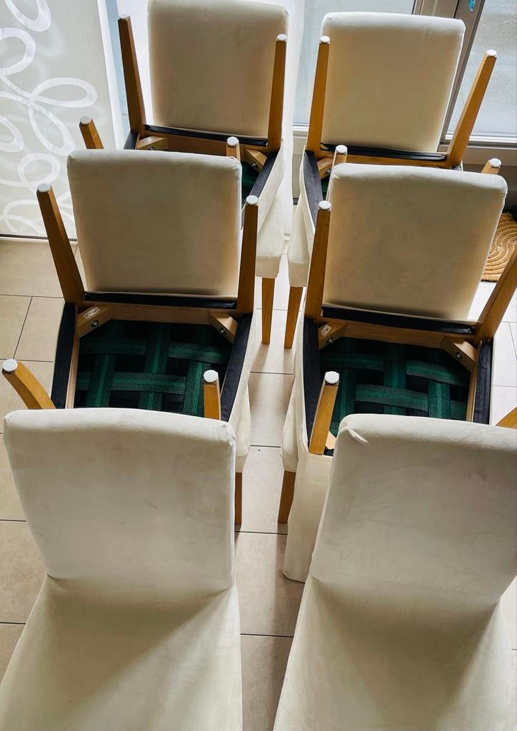 10 Henriksdal stoelen met nieuwe crème hoezen, Huis en Inrichting, Stoelen, Ophalen, Gebruikt, Overige kleuren, Vijf, Zes of meer stoelen