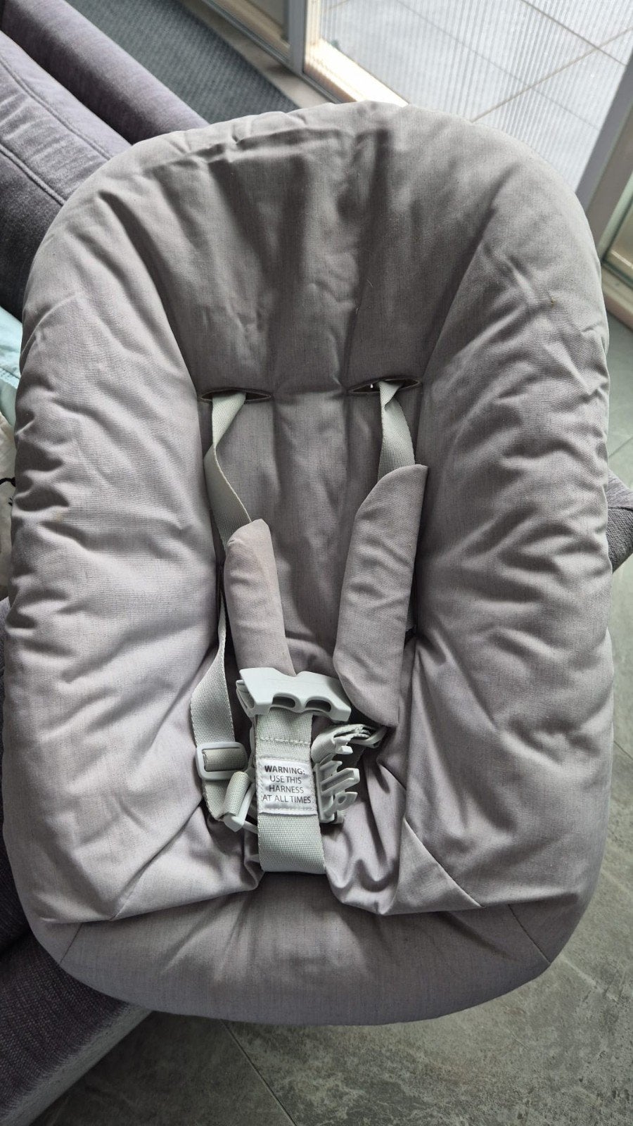 Stokke Tripp Trapp Baby Set Kussen Grijs, Ophalen of Verzenden, Gebruikt, Overige typen, Gordel(s)
