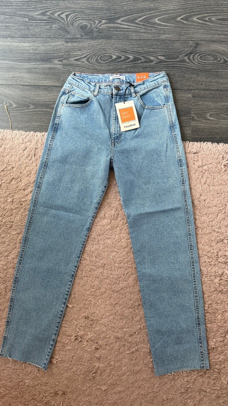 Pull&Bear Slim Mom Jeans - Maat 40 (L), Blauw, Maat 42/44 (L), Nieuw, Ophalen of Verzenden